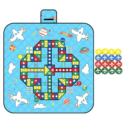 Genérico Mat de la Strand - Wasserdichte Picknickdecke mit Schach | Matte 200 x 200 cm, faltbar für Strandspiele, Camping und Familien (inklusive 16 Schachfiguren und Würfeln) von Genérico