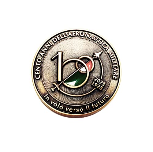 Generico Münze Centenario Luftfahrt Militär 3D-Logo aus bronziertem und emailliertem Metall, Durchmesser 45 mm und Dicke 3,5 mm. Offizielles Produkt von Generico