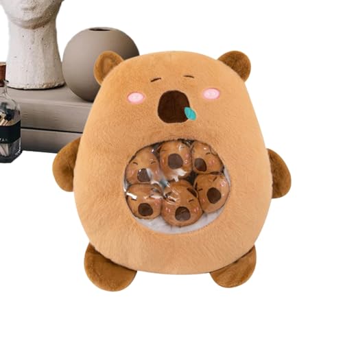 Genérico Niedliches Plüschspielzeug Capybara, mit 6 kleinen Capybara Plush Puppen, charmante dekorative Sofa-Puppe, Taillenkissen, für Tiere Genérico Niedliches Plüschspielzeug Capybara, mit 6 kleinen Capybara Plush Puppen, charmante dekorative Sofa-Puppe, Taillenkissen, für Tiere von Genérico