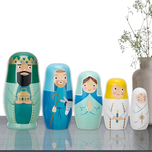 Genérico Nistspielzeug – 5 russische Nistpuppen aus Holz | Jesus nisten Geburt für Kinder, Puppen für Hochzeiten, Partys, Dekorationen Genérico Nistspielzeug – 5 russische Nistpuppen aus Holz | Jesus nisten Geburt für Kinder, Puppen für Hochzeiten, Partys, Dekorationen von Genérico