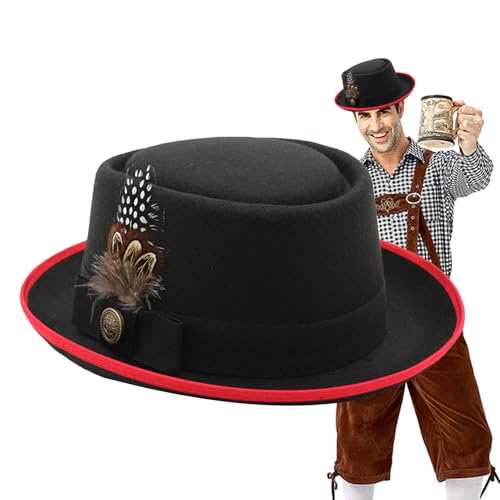 Genérico Oktoberfest-Hutkostüm, Bayerische Hüte für Herren, Bayerisches Oktoberfest-Kostüm, , mit Federn, Emblemen, Kostüm-Zubehör, vielseitig verwendbar von Genérico