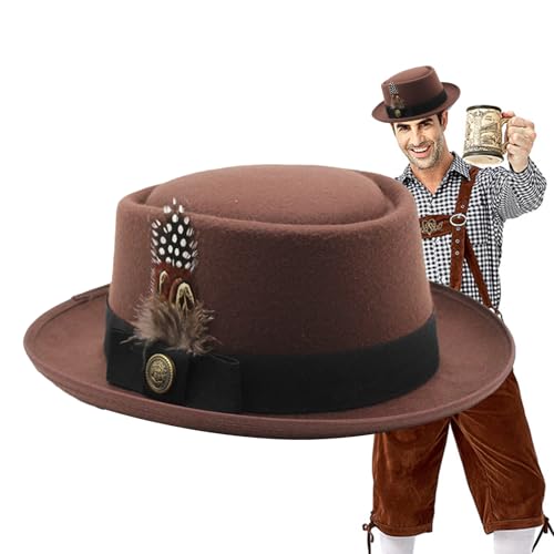 Genérico Oktoberfest-Hutkostüm, Bayerische Hüte für Herren, deutscher Hut, Oktoberfest-Anzüge für Damen, Kostümzubehör mit Federn, Emblemen, für festliche Anlässe von Genérico