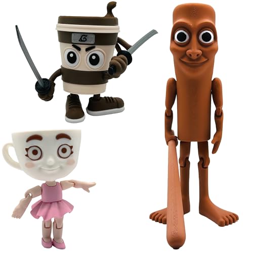 Genérico Packung mit 3 XL-Figuren Brainrot Italian Memes – Cappuccino Assassino, Ballerina Capuccina und Tung Tung Tung Sahur – Cappuccino Assesino Ballerina Cappuccina und Tung Tung Tung Saur von Genérico