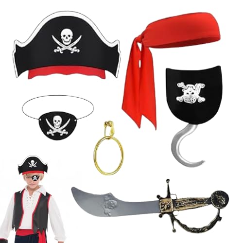 Genérico Piratenkostüm für Kinder, Piraten-Zubehör für Kinder, Zubehör-Set für Halloween-Kostüm, Cosplay-Set Genérico Piratenkostüm für Kinder, Piraten-Zubehör für Kinder, Zubehör-Set für Halloween-Kostüm, Cosplay-Set von Genérico