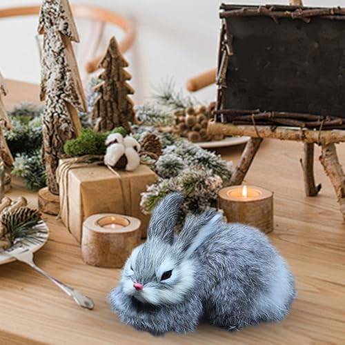Genérico Plüsch-Kaninchenpuppen, realistisches Modell, Plüschhase für Tisch, Sammlerdekoration für Zuhause, Puppe für Kinder, Jugendliche und Erwachsene von Genérico