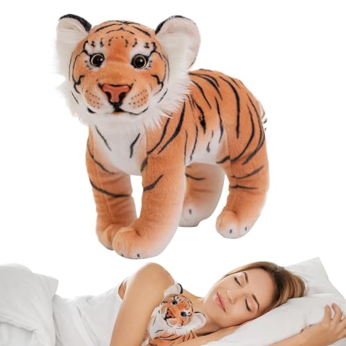 Genérico Plüschtier, Tigerpuppe, Plüschtier, niedlich, aus weichem Plüsch, Zoo-Kissen, Wildtierpuppe für Schlafzimmer und Sofa von Genérico