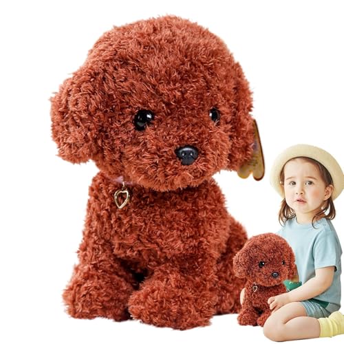 Genérico Plüschtier für Hunde, Plüschtier mit lockigem Haar, 24 cm (9,84 Zoll), braunes Hundespielzeug, lustige Heimdekoration für den Platz von Genérico