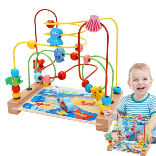 Genérico Roller-Coaster Bead Maze, Toys, Bead Maze Bootdler, Coaster Roller, Table zum Nachverfolgen von Holzperlen, Spielzeug, Sensory Educational Learning Toys für Kinder 1-3 von Genérico