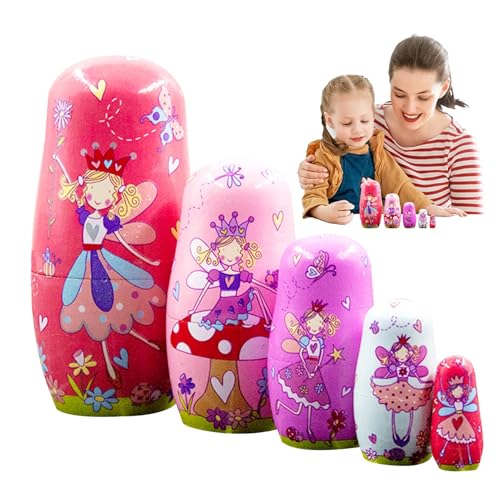 Genérico Russische stapelbare Puppen - 5 Stück Matrjoschka-Puppen aus Holz zum Nisten | Lernspielzeug | Stapelbares Spielzeug-Set für und Mädchen, Heimdekoration Genérico Russische stapelbare Puppen - 5 Stück Matrjoschka-Puppen aus Holz zum Nisten | Lernspielzeug | Stapelbares Spielzeug-Set für und Mädchen, Heimdekoration von Genérico
