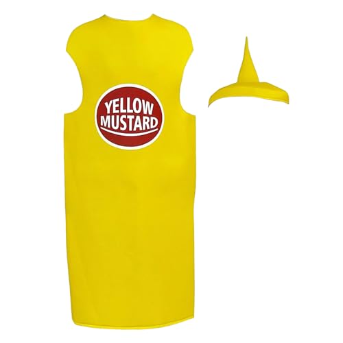 Genérico Senf-Kostüm für Cosplay, Unisex, für Erwachsene, lustiges Ketchup- und Senf-Kostüm, lustige Kleidung und Zubehör für Theaterpartys, Karneval und Halloween Genérico Senf-Kostüm für Cosplay, Unisex, für Erwachsene, lustiges Ketchup- und Senf-Kostüm, lustige Kleidung und Zubehör für Theaterpartys, Karneval und Halloween von Genérico
