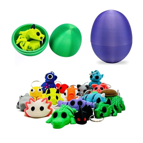 Genérico Überraschungsei 3D-Druck mit beweglichem Tier-Schlüsselanhänger – Eier in zufälligen Farben – Einzelverkauf oder Packung mit 2 oder 3 Eiern (glänzend, 2,0, Einheit) von Genérico