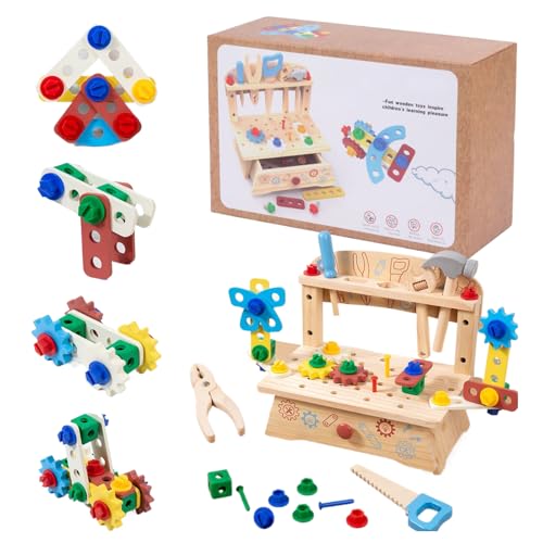 Genérico Werkzeugset für Kinder, Bausatz aus Holz für symbolisches Spiel, realistische Bauspiele für Kinder im Vorschulalter, drinnen und draußen, Klassenzimmer und Spielzimmer von Genérico