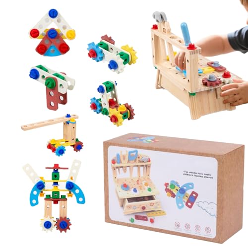 Genérico Werkzeugset für Kinder, Bausatz aus Holz für symbolisches Spiel, realistische Bauspiele für Kinder im Vorschulalter, drinnen und draußen, Klassenzimmer und Spielzimmer von Genérico