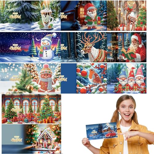 Grußkarten mit Kunst, Karten mit Malerei, Weihnachtskarten mit Strasssteinen, lustige Weihnachtskarten mit Malerei, 12 Grußkarten mit Pint von Genérico