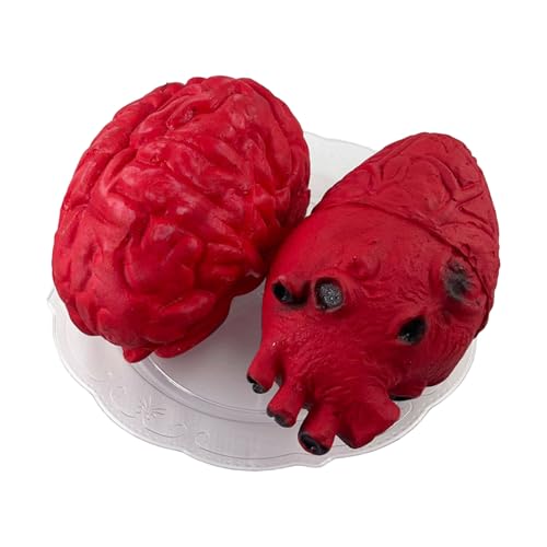 Halloween Blood Props-Bloody Brain & Heart on Plates, Creepy Body Teil Dekoration für Terror-Simulation, Herz-Kraft als störende Unterstützung für Halloween und Spukhaus von Genérico