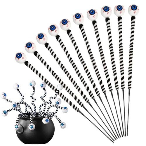 Halloween-Dekoration in Form eines Okularballons, 10 gruselige Zinken für Blumenstiele, Tischdekoration in Okularballon-Form für Vasen und Wohnzimmer von Genérico