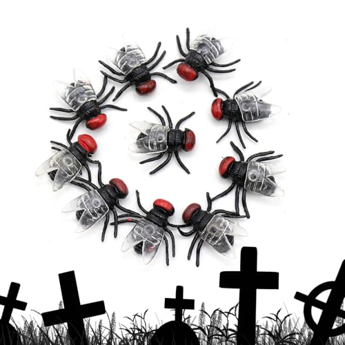 Halloween-Fliege, gefälschte Fliege | Gefälschtes Spielzeug | Set mit 200 realistischen gefälschten Fliegen Scherztier-Spielzeug für Halloween-Party-Geschenke von Genérico