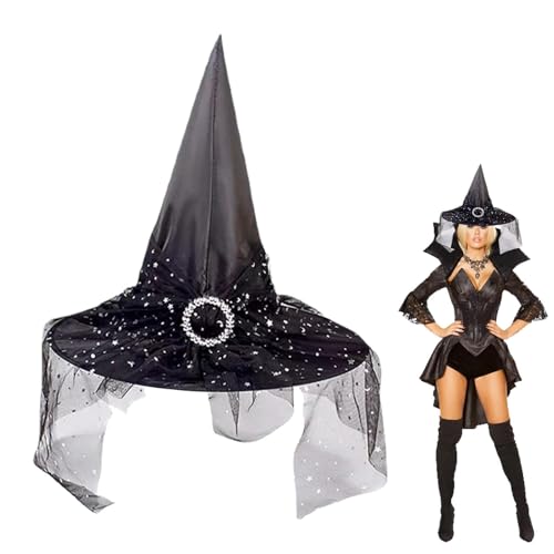 Halloween-Hexenhut, Hexenhut aus Spitze für Damen, Halloween, Accessoire für Kostümpartys und Outdoor-Dekoration, Garten, Karneval, Erwachsene Halloween-Hexenhut, Hexenhut aus Spitze für Damen, Halloween, Accessoire für Kostümpartys und Outdoor-Dekoration, Garten, Karneval, Erwachsene von Genérico