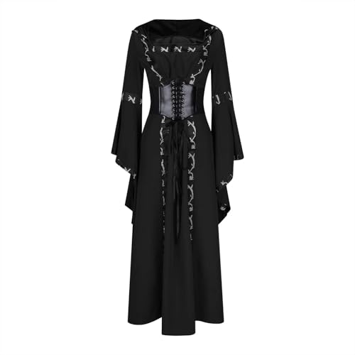 Halloween-Kostüm für Damen mit Schmetterlingsärmeln, Hexenkleid, Schwarz, festlich, Karnevalskostüm, Renaissance, Schwarz, Gothic, viktorianisch, mittelalterlich, Ballkleid von Genérico