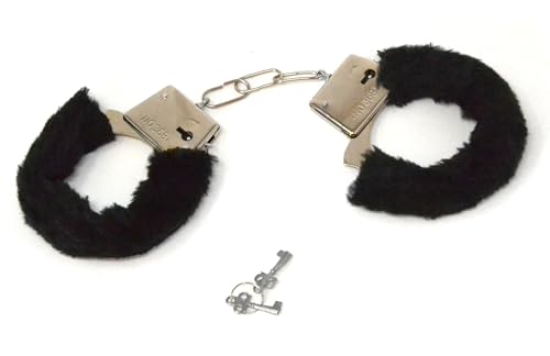 Handschellen schwarz schwarz Polizei Frau Polizei Krankenschwester Arzt Sicherheitsbeamter Kostüm Zubehör aus Metall mit Plüsch von Genérico