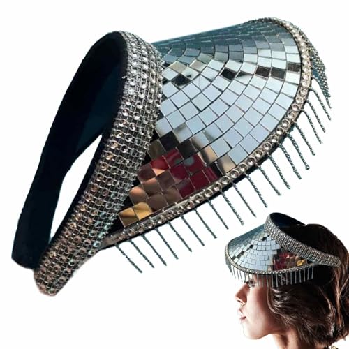 Hatted Hut für Damen, glitzernder Hut für Sommer-Festivals, PVC-Hut mit Pailletten und Spiegeln, glitzerndes Accessoire von Genérico