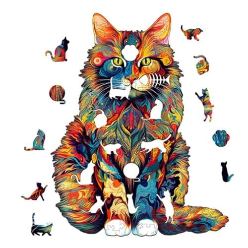 Holzpuzzle für Erwachsene: komplizierte Kunst-Illustrationen, kreatives Tierspiel-Set | Detaillierte Katzenfigur aus Holz, Brettspiel Holzpuzzle für Erwachsene: komplizierte Kunst-Illustrationen, kreatives Tierspiel-Set | Detaillierte Katzenfigur aus Holz, Brettspiel von Genérico