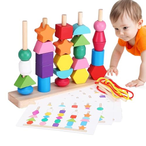 Holzschnürperlen – Spielzeug für Schnüre, Montessorii Schnürsenkel, Montessorii Lernspielzeug mit Kordelperlen für Kinder, Spielzeug zum Auffädeln von Cuen Holzschnürperlen – Spielzeug für Schnüre, Montessorii Schnürsenkel, Montessorii Lernspielzeug mit Kordelperlen für Kinder, Spielzeug zum Auffädeln von Cuen von Genérico