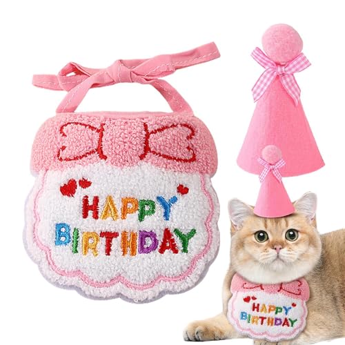 Katzen-Geburtstagskostüm, Katzenkostüm zum Geburtstag – Zubehör für Happy Birthday Katze, festliche Halskette für Katzen, schönes Zubehör für Partys von Genérico