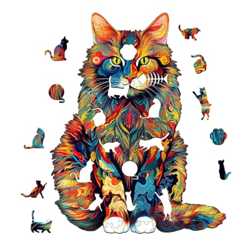 Katzenpuzzle - Holzpuzzle | Holzpuzzle für Erwachsene | Tierfiguren-Puzzle | Fortschrittliches Holzpuzzle der Maine Katze | Katzenpuzzle Katzenpuzzle - Holzpuzzle | Holzpuzzle für Erwachsene | Tierfiguren-Puzzle | Fortschrittliches Holzpuzzle der Maine Katze | Katzenpuzzle von Genérico
