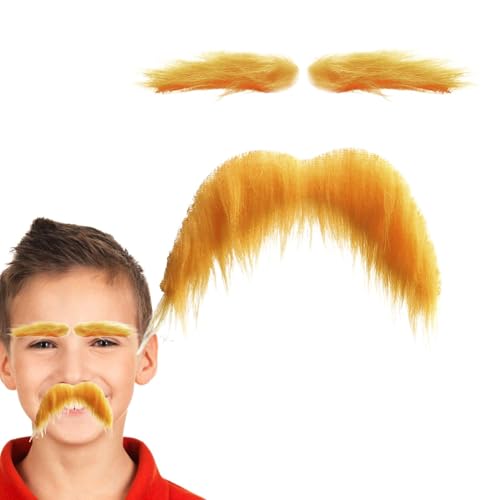 Kids Schnurrbart Stick in | Halloween Faux Beard Funny Fait Fake Cowbow, Selbstklebender Schnurrbart, Cosplay-Zubehör, gefälschter Bart für Halloween-Kostüm von Genérico