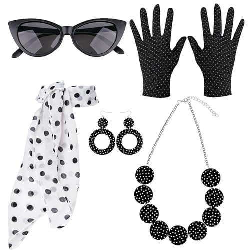 Kostüm der 50er-Jahre, gepunktetes Stirnband für Damen, Retro-Disco-Outfit für Damen und Mädchen von Genérico