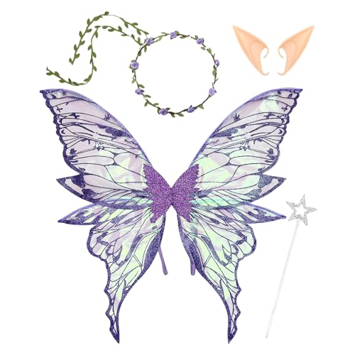 Kostüm mit Feenflügeln: Schmetterlings- und Engelsflügel-Kostüm für Kinder, Mädchen und Damen, Prinzessinnen-Kostüm für Szene zum Spielen von Geburtstagen, Cosplay und Feiern von Genérico