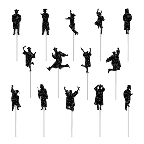 Kuchendekorationen für Abschlussfeier, Kuchen-Topper, Graduation Food Decor Picks, Set mit 14 verschiedenen Lebensmittel-Snacks für Partys, Cupcake-Dekorationen von Genérico