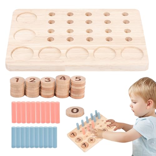 Lernspiele aus Holz, Zahlen aus Holz, sensorisches Zählspielzeug für Kinder, Holzkarten mit Pin für Mathematikaktivitäten, interaktives Lernspielzeug für SW von Genérico