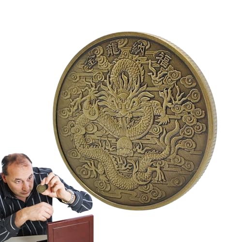 Chinese Loong Coin - Dekorative Eisen-beschichtete Lingla, Kupfer-Token, kreative Metallmünze mit Familienausstellung, Sammlerstückgeschenk für Freunde und Dekoration von Genérico