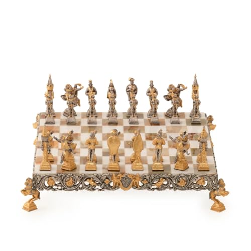 Luxury Chess Set Gulliver and Lilliputians II Bronze 24k Gold New von Genérico