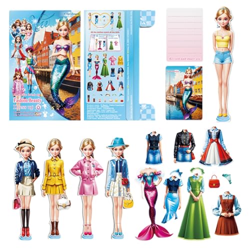 Magnetische Kleiderpuppen für Mädchen, modische magnetische Papierpuppe, Buch mit magnetischen Aufklebern für alle kleinen Aktivitäten, pädagogisches Spielzeug für Mädchen Magnetische Kleiderpuppen für Mädchen, modische magnetische Papierpuppe, Buch mit magnetischen Aufklebern für alle kleinen Aktivitäten, pädagogisches Spielzeug für Mädchen von Genérico