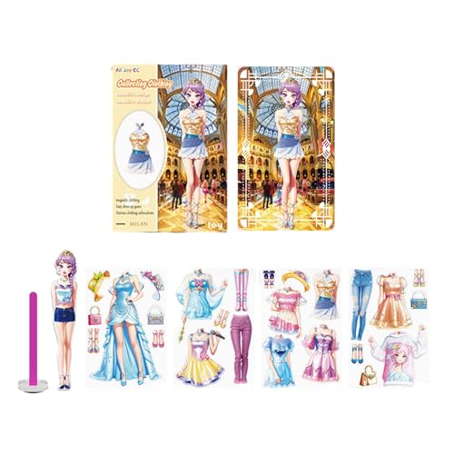 Magnetische Papierpuppen für Mädchen – Princess Dress Up Kit mit wiederverwendbaren Magneten | Tragbares Reisespielzeug für Kinder mit modischen Outfits für Zuhause, Schule und Spaziergänge Magnetische Papierpuppen für Mädchen – Princess Dress Up Kit mit wiederverwendbaren Magneten | Tragbares Reisespielzeug für Kinder mit modischen Outfits für Zuhause, Schule und Spaziergänge von Genérico
