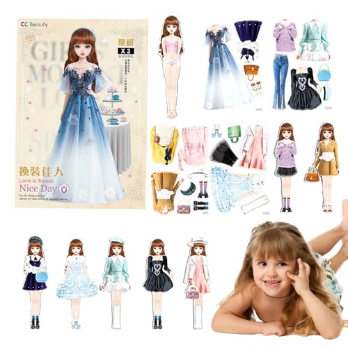 Magnetische Puppen, magnetische Puppen, Spielzeug für Reisen, tragbare Prinzessinnenpuppe, Spielzeugpuppe, magnetischer Aufkleber, Puppe von Genérico