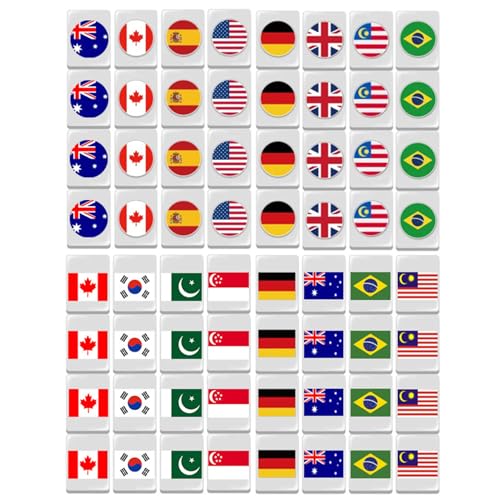 Mahjong Tile Set - Flag National Mahjong | Tragbares Spielspiel, buntes Fliesenspiel mit Feldflaggen, Fliesenspiel, lustiges Spiel für Kinder Family Pi von Genérico
