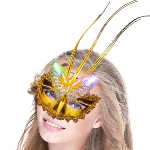 Maskeradenmaske für Frauen, Halloween-Party, Schmetterlingsmaske, Schmetterlingsmaske für Halloween-Party, bunte beleuchtete Wanddekoration von Genérico