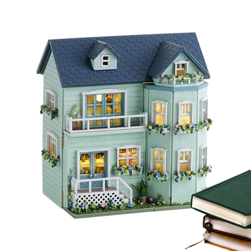 Miniatur-Puppenhaus-Set – Miniatur-Haus-Set zum Selbermachen, kleines Haus-Set, das geöffnet werden kann, handgefertigtes Handwerk aus Holz, Modellbau, Dekoration von Genérico