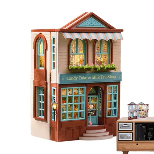 Miniatur-Puppenhaus-Set – Miniatur-Haus-Set zum Selbermachen, kleines Haus-Set, das geöffnet werden kann, handgefertigtes Handwerk aus Holz, Modellbau, Dekoration von Genérico