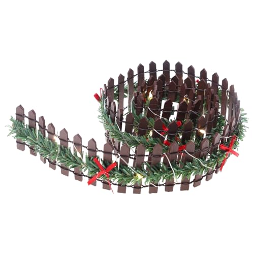 Miniatur Weihnachtszaun, 88.9 cm Holz Puppenhaus Barrier Stakes - Gartenzaun mit LED-Licht für Weihnachtsbaum Dekoration Home Landschaft Miniaturen von Genérico