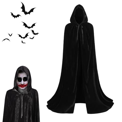 Mit Kapuze | Mittelalter 150 cm (59 Zoll) – Unisex-Kostüm für Vampire Raven Stage Festival Party Outdoor Party Presence Adventure von Genérico