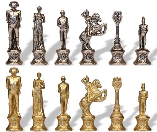 Napoleon Medium Set Solid Metal Chess Pieces New von Genérico