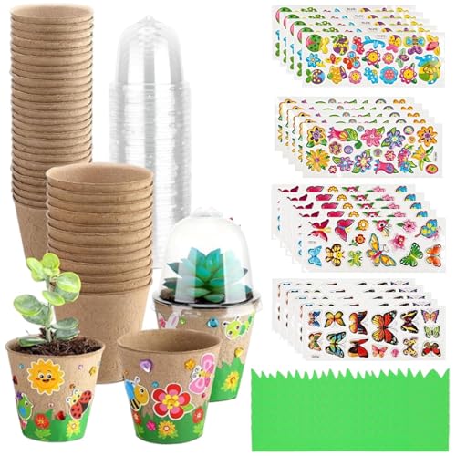Papier-Pflanztöpfe, 30 Torftöpfe mit Kuppeln, Bastelset aus Papier, für den Garten, handgefertigt, mit 20 Aufklebern für Schulaktivitäten und Kunstprojekte Papier-Pflanztöpfe, 30 Torftöpfe mit Kuppeln, Bastelset aus Papier, für den Garten, handgefertigt, mit 20 Aufklebern für Schulaktivitäten und Kunstprojekte von Genérico