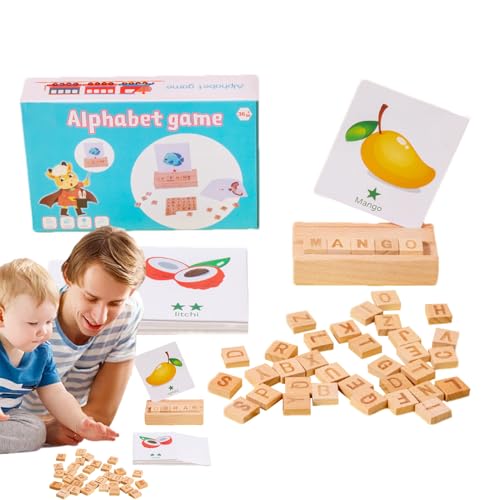 Passendes Buchstabenspiel, Holzwortwort-Spiele, Cvc | Lernspielzeug für Alphabet-Wörter mit 30 Flash-Karten | Alphabet-Lernspielzeug Passendes Buchstabenspiel, Holzwortwort-Spiele, Cvc | Lernspielzeug für Alphabet-Wörter mit 30 Flash-Karten | Alphabet-Lernspielzeug von Genérico