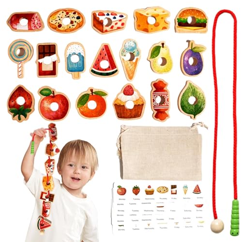Perlenspielzeug – Set mit pädagogischen Schnürsenkeln, Obstperlen aus Holz, sensorische Aktivität für Kleinkinder für motorische Fähigkeiten, Klassifizierung der Form und Praxis Perlenspielzeug – Set mit pädagogischen Schnürsenkeln, Obstperlen aus Holz, sensorische Aktivität für Kleinkinder für motorische Fähigkeiten, Klassifizierung der Form und Praxis von Genérico