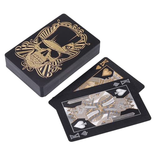 Playing Cards, Poker Cards, Flexible Waterproof Foil Skull-Embossed Playing Decks with Storage Box for Friends Family Game Nights Travel Gatherings, 3,42 x 2,24 Zoll, PVC von Generico